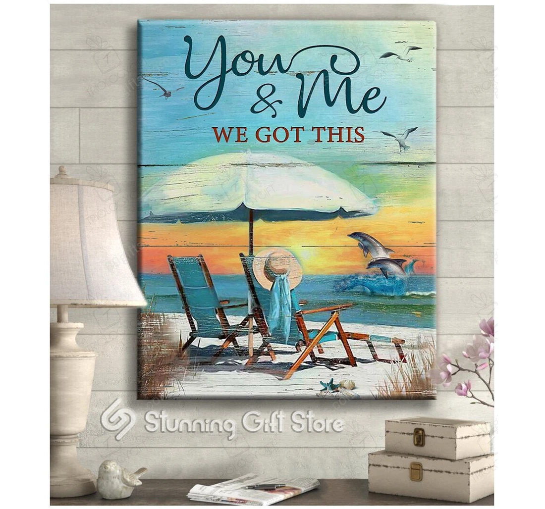 Poster, Canvas - Personalized Name Valentine's Day We Got This Wedding Present Customized Dolphin Print Framed Wall Art