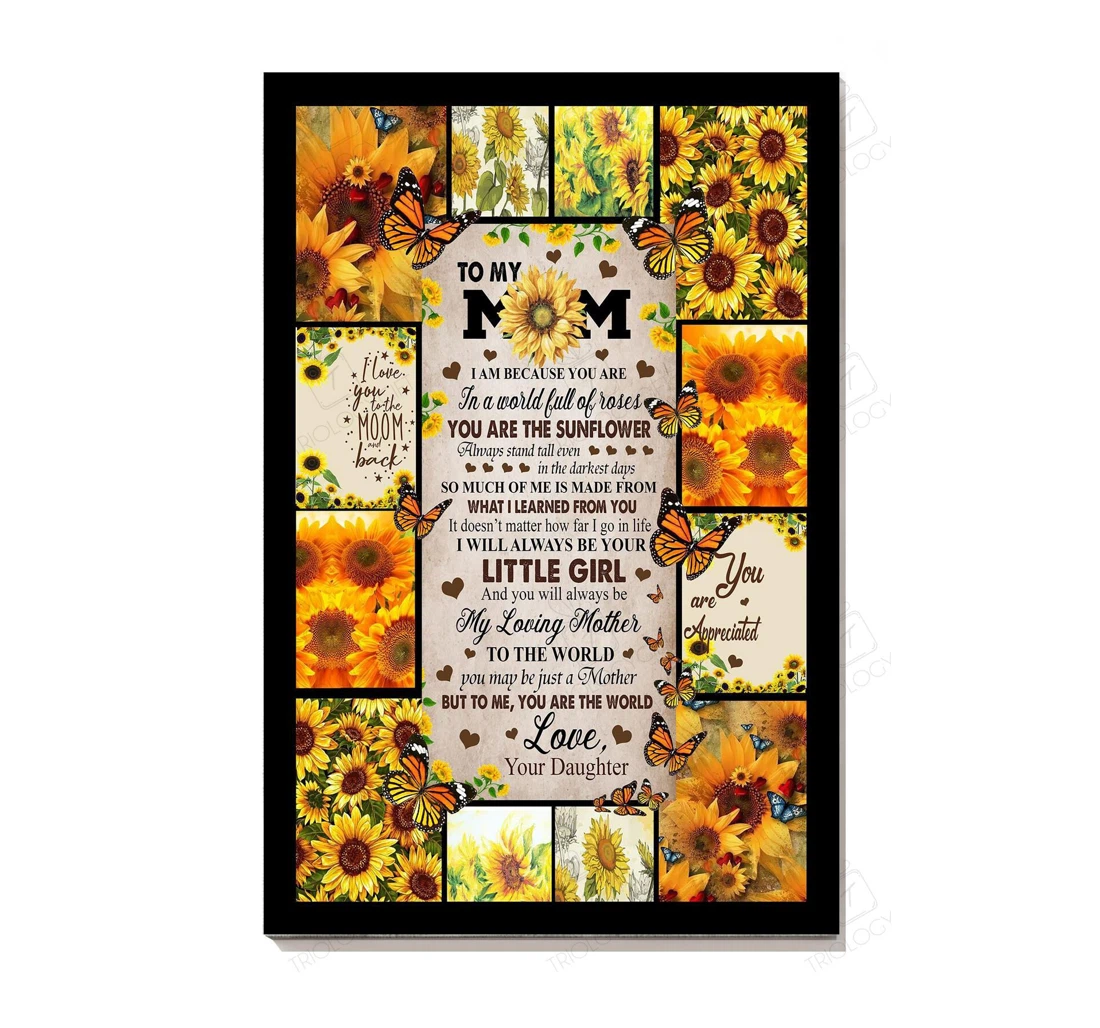 Poster, Canvas - Thankful Letter From Daughter To Her Mom Mother Mother's Day Print Framed Wall Art