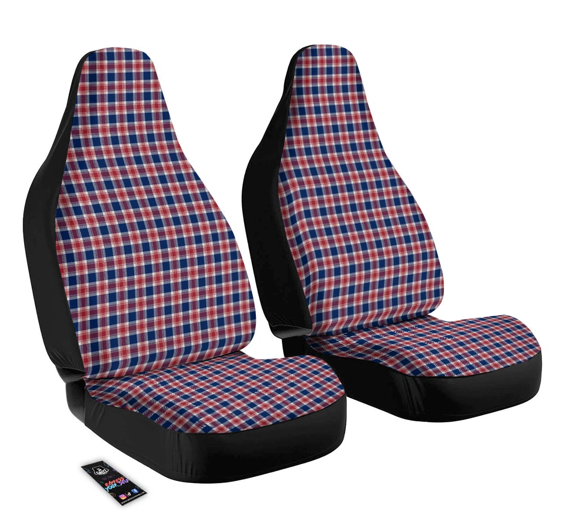 Personalized Independence American Plaid Universal Front Car Seat Cover