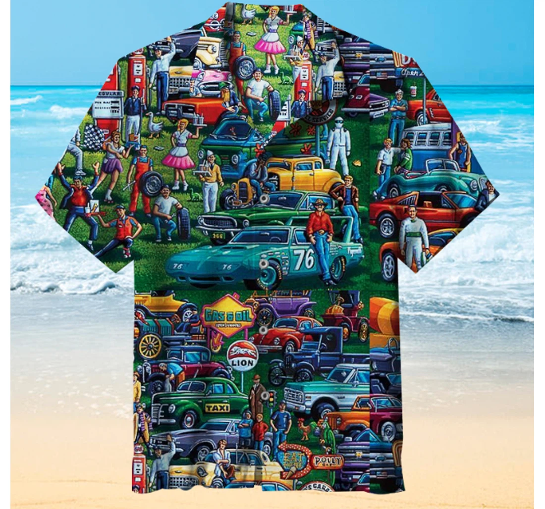 Personalized History Of The Car Hawaiian Shirt, Button Up Aloha Shirt For Men, Women