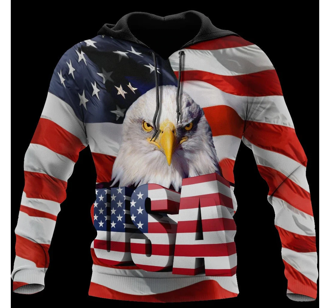 Personalized Independence Day American Eagle - 3D Printed Pullover Hoodie