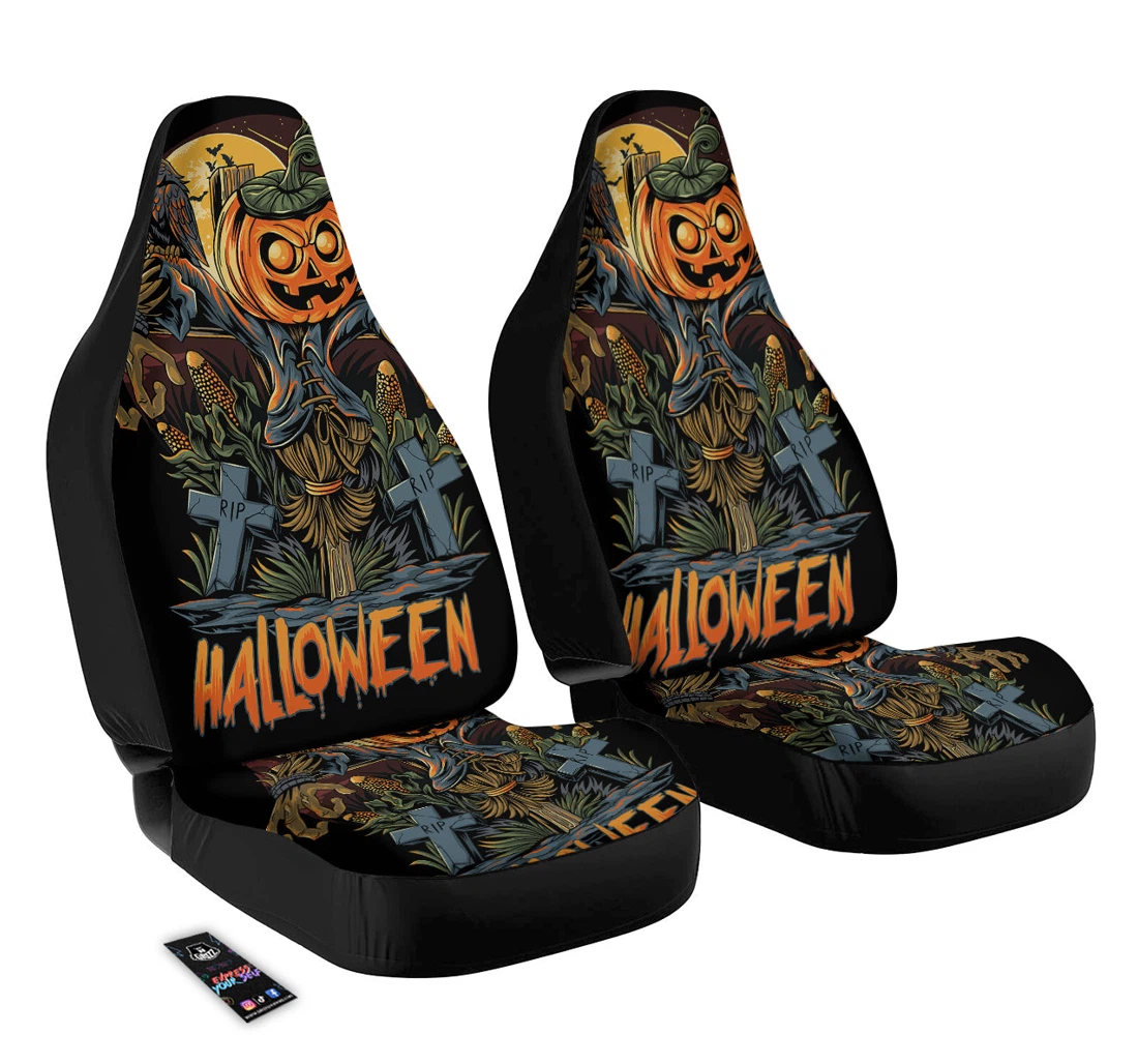 Personalized Halloween Scarecrow Universal Front Car Seat Cover