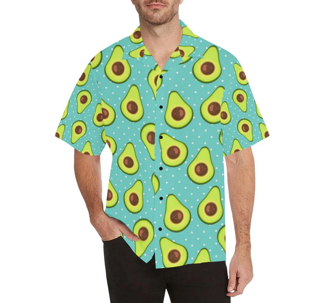 Personalized Avocado Pattern Design Ac Hawaiian Shirt, Button Up Aloha Shirt For Men, Women