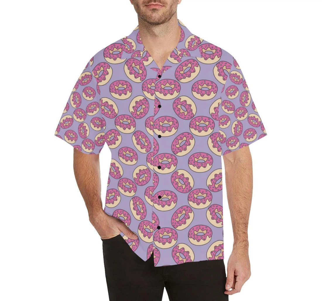 Personalized Donut Pattern Design Dn Hawaiian Shirt, Button Up Aloha Shirt For Men, Women