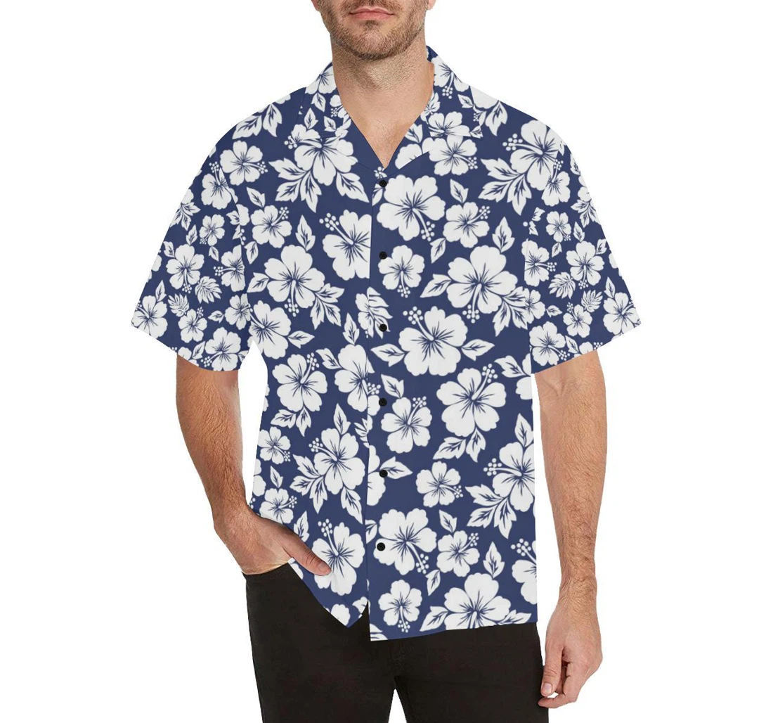 Personalized Hibiscus Pattern Design Hb Hawaiian Shirt, Button Up Aloha Shirt For Men, Women