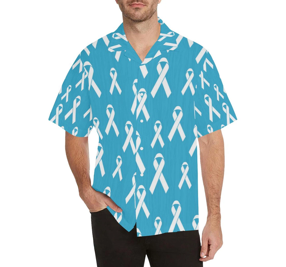 Personalized Liver Cancer Pattern Design Hawaiian Shirt, Button Up Aloha Shirt For Men, Women