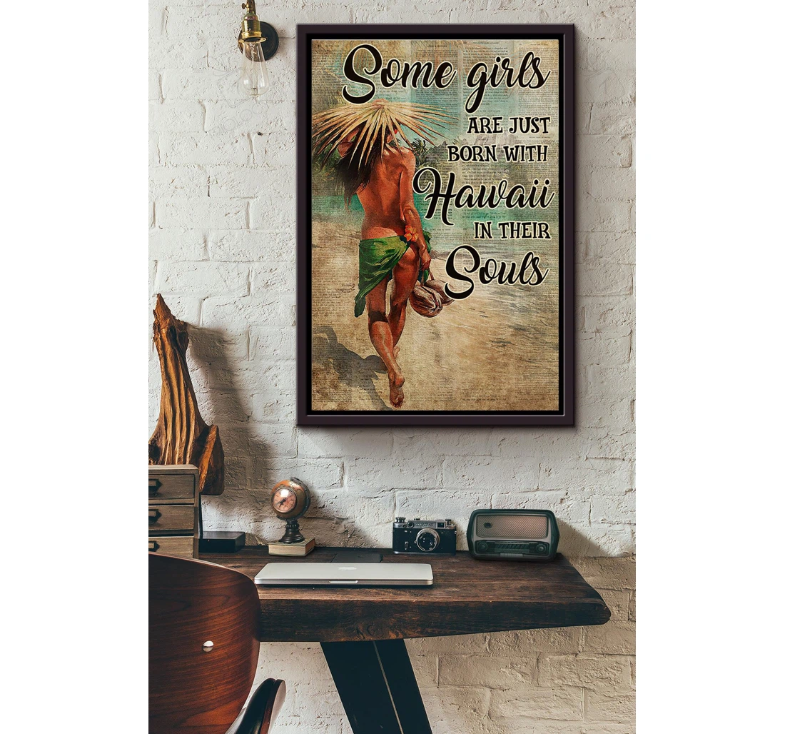 Poster, Canvas - Some Girls Are Just Born With Hawaii In Their Souls Dictionary Matte Print Framed Wall Art