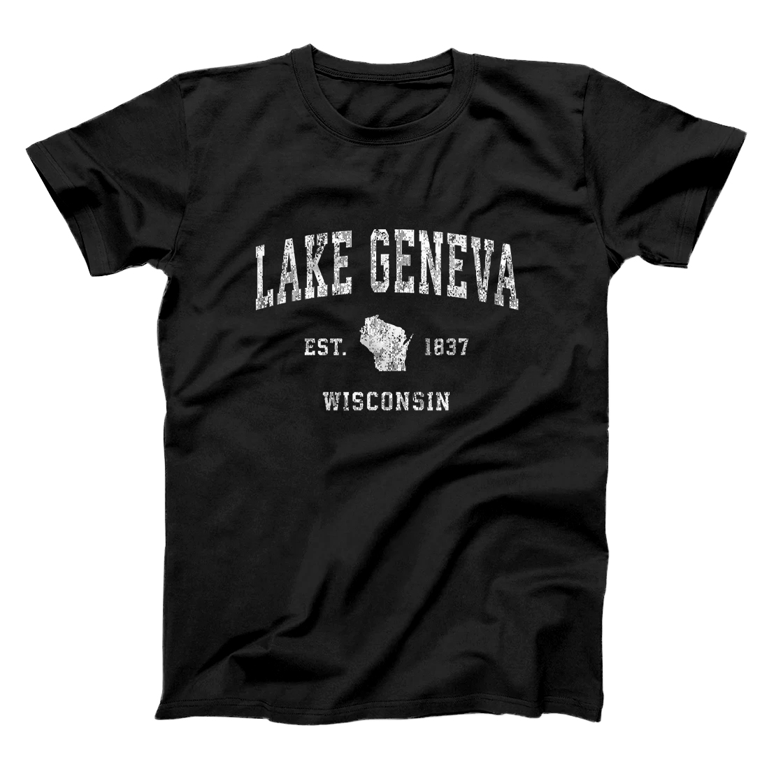 Personalized Lake Geneva Wisconsin WI Vintage Athletic Sports Design T-Shirt