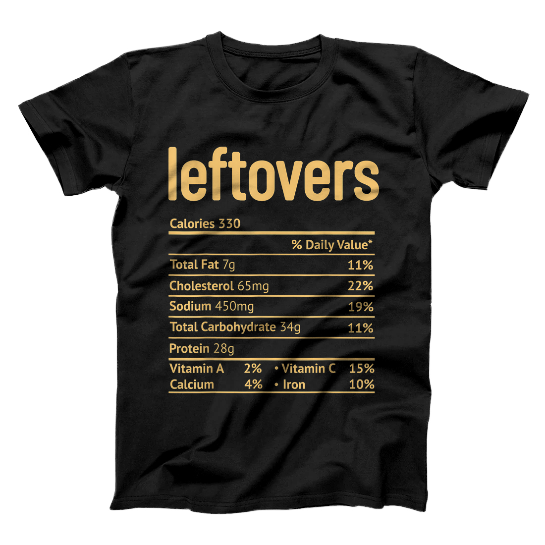 Personalized Thanksgiving Leftovers Nutrition Facts Funny Christmas T-Shirt