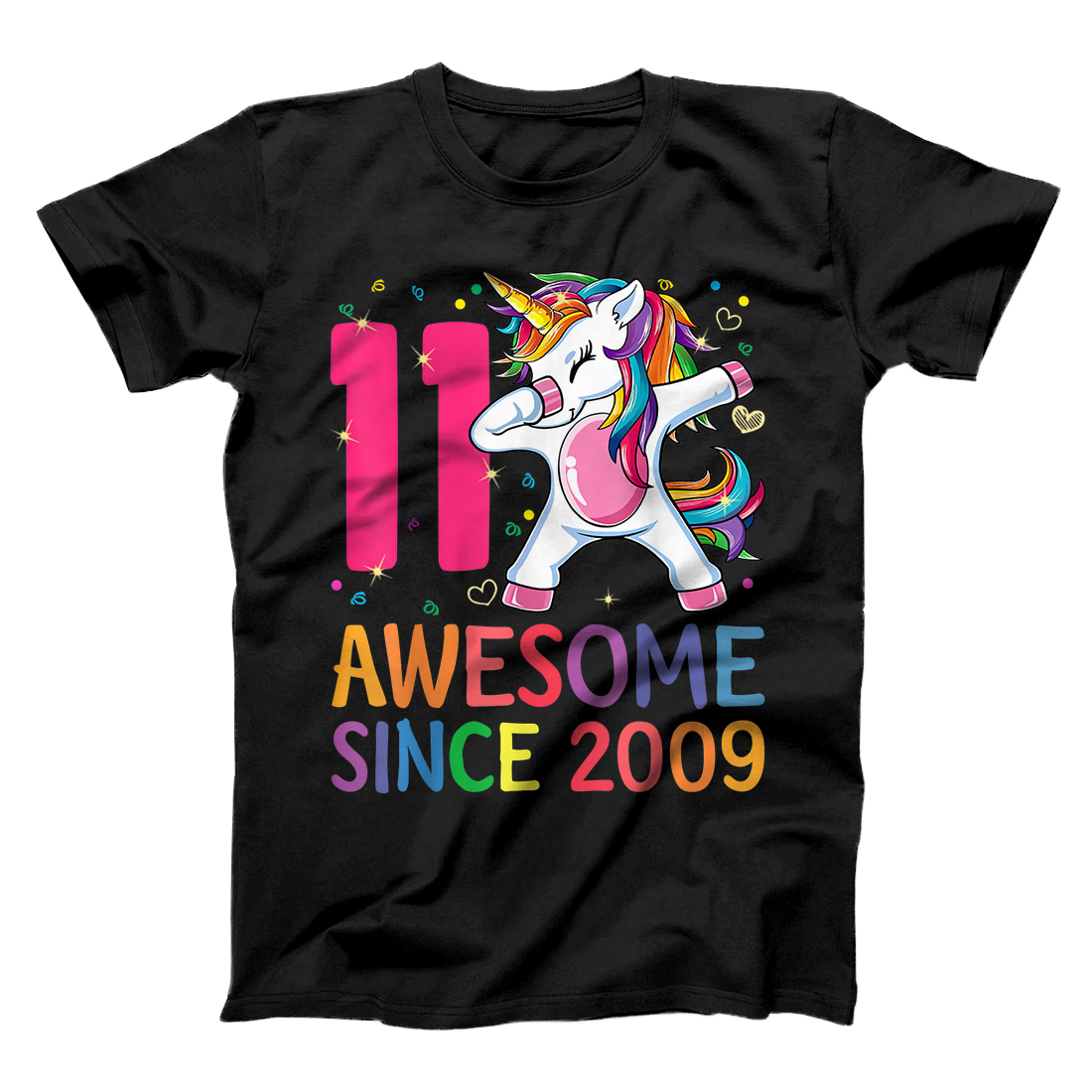 Personalized 11 Years Old 11th Birthday Unicorn Dabbing Shirt Girl Party T-Shirt