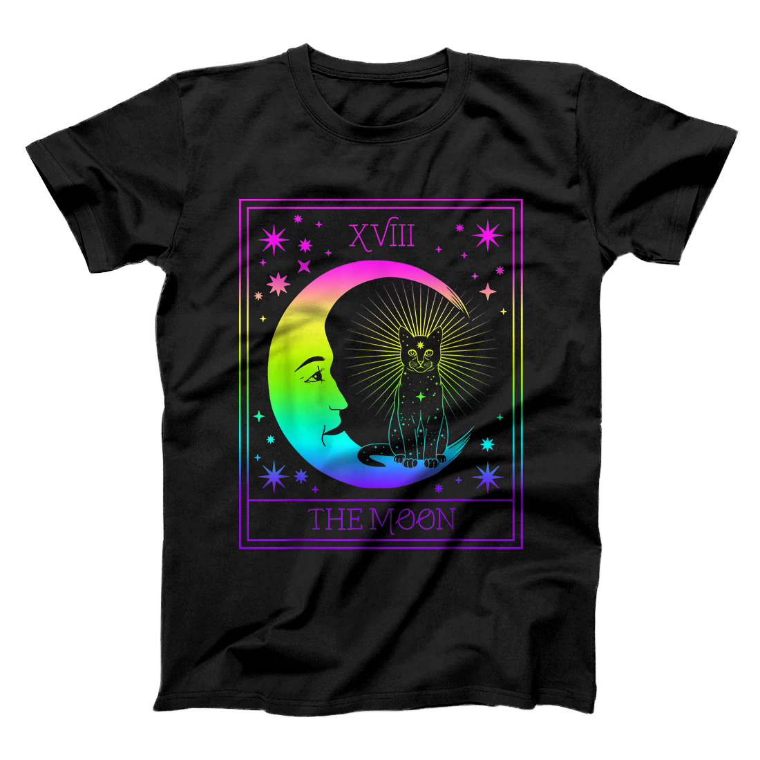 Personalized Tarot Card Crescent Moon and Cat Pastel Goth Wiccan Witch T-Shirt