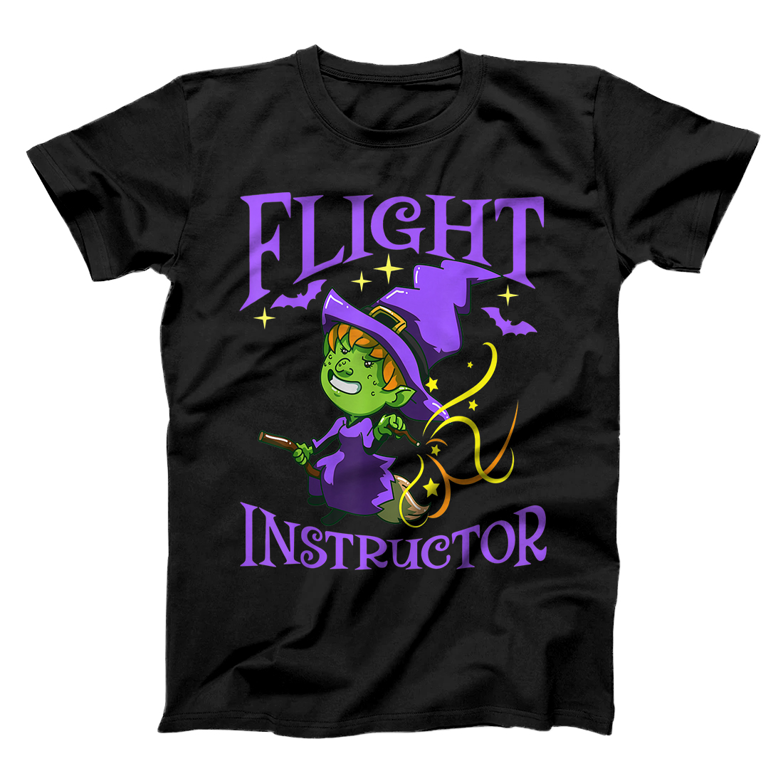 Personalized Flight Instructor Witch On A Broom Funny Halloween Costume T-Shirt