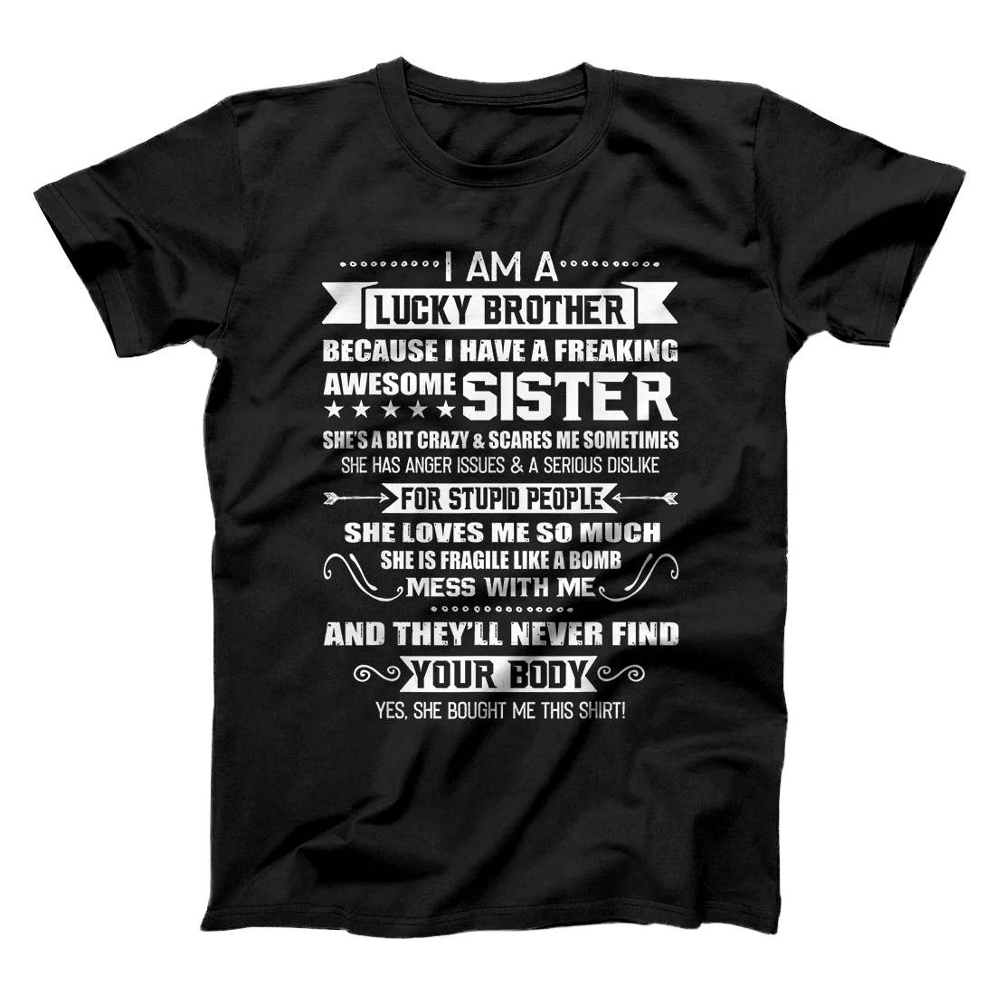 Personalized I Am A Lucky Brother Christmas Gift For Brother From Sister T-Shirt