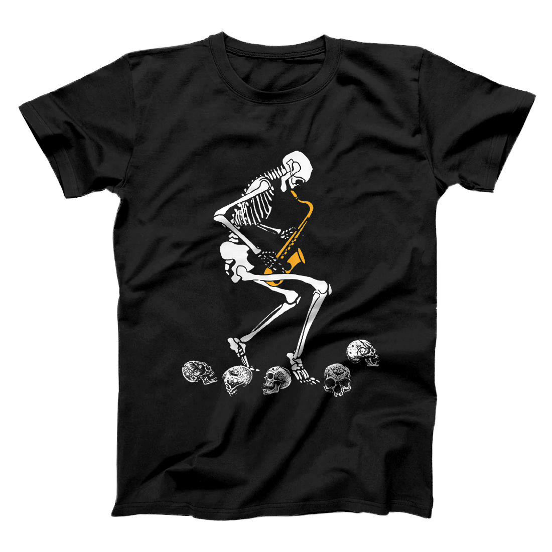 Personalized Funny Dancing Skeleton Playing Saxophone Halloween Gifts T-Shirt