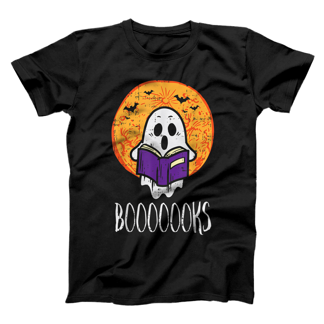 Personalized Boooks Moon Ghost Reading Halloween Bookworm Librarian Book T-Shirt