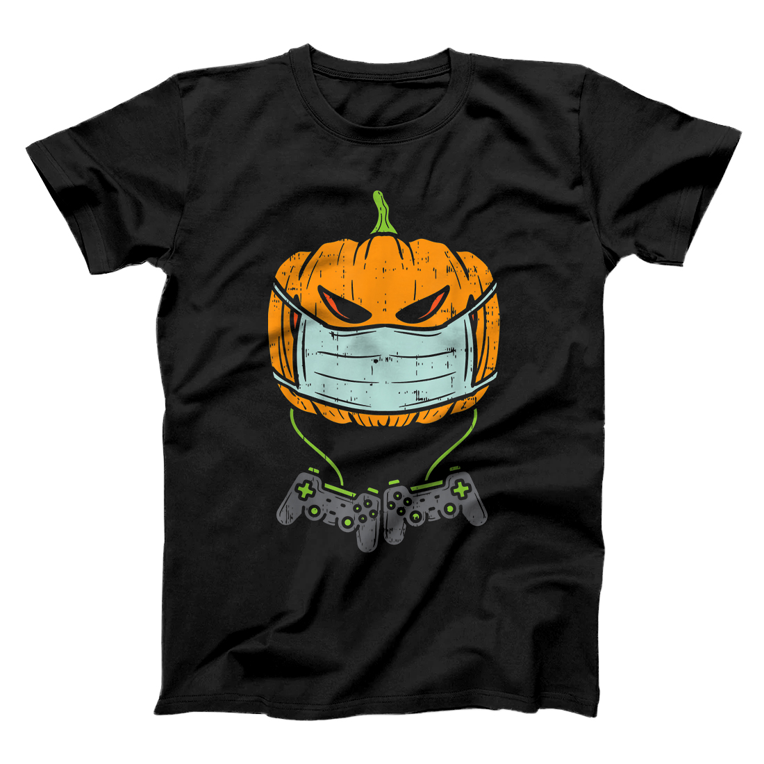 Personalized Jack O Lantern Face Mask Gamer Halloween Quarantine Boys T-Shirt