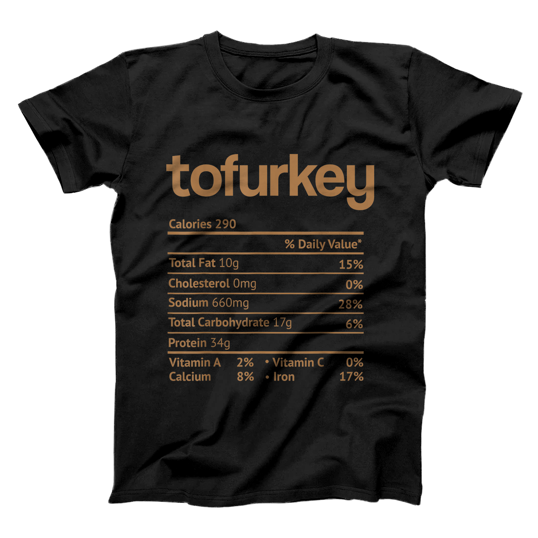 Personalized Tofurkey Nutrition Facts Funny Thanksgiving Christmas Food T-Shirt