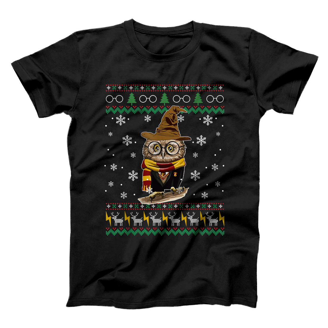 Personalized Funny Cute Owl Harry Magical Wizard Potter Ugly Christmas T-Shirt