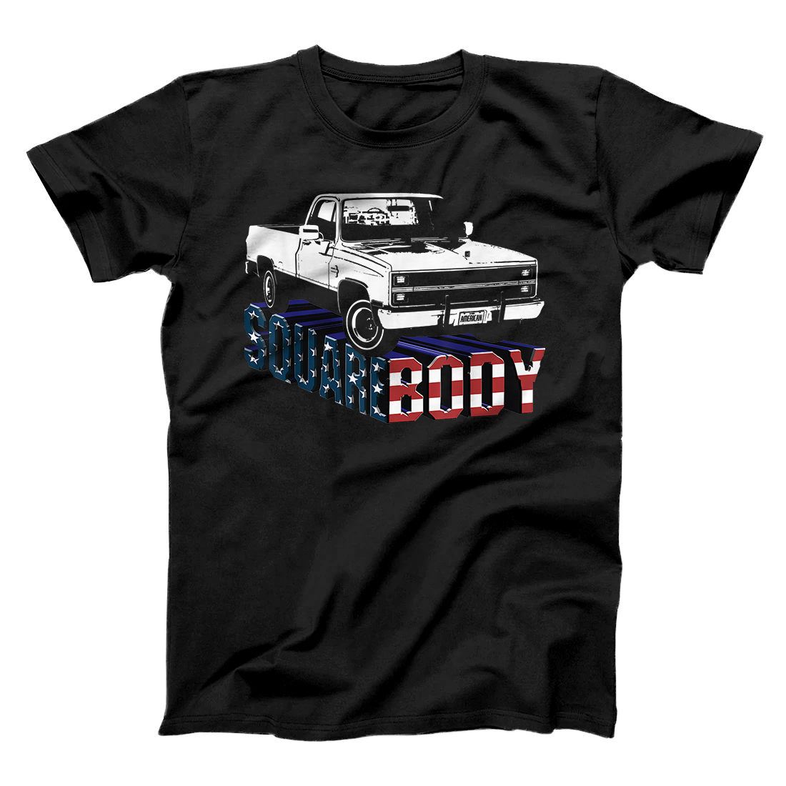 Personalized Patriotic Square Body American Squarebody Truck US Flag T-Shirt