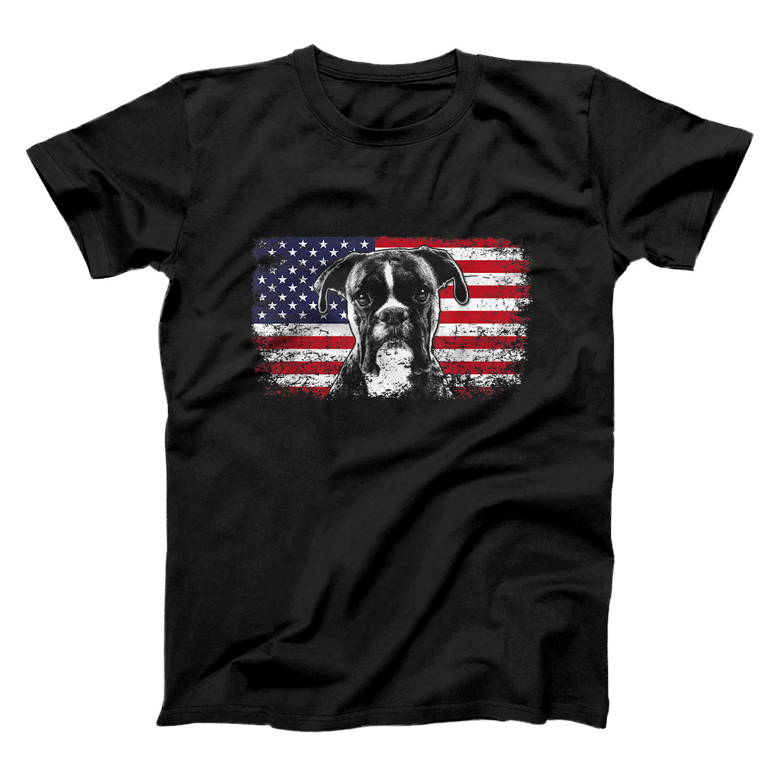 Personalized Vintage American Flag Boxer Dog Lover Gift Dad Mom T-Shirt