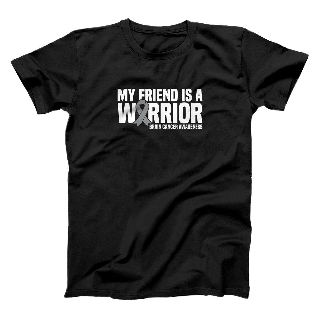 Personalized My Friend is a Warrior Grey Ribbon Brain Cancer Awareness T-Shirt