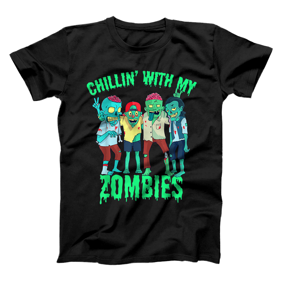 Personalized Chillin With My Zombies Halloween Boys Kids Zombie Gift T-Shirt