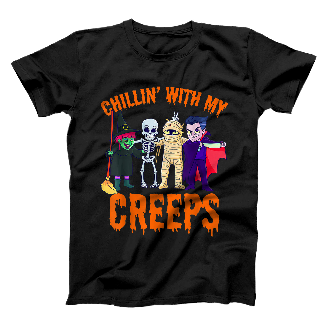 Personalized Chillin With My Creeps Halloween Scary Creepy Monster Gift T-Shirt