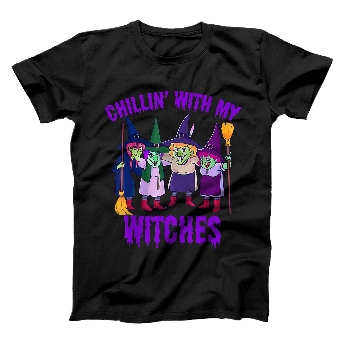 Personalized Chillin With My Witches Halloween Witch Gift T-Shirt