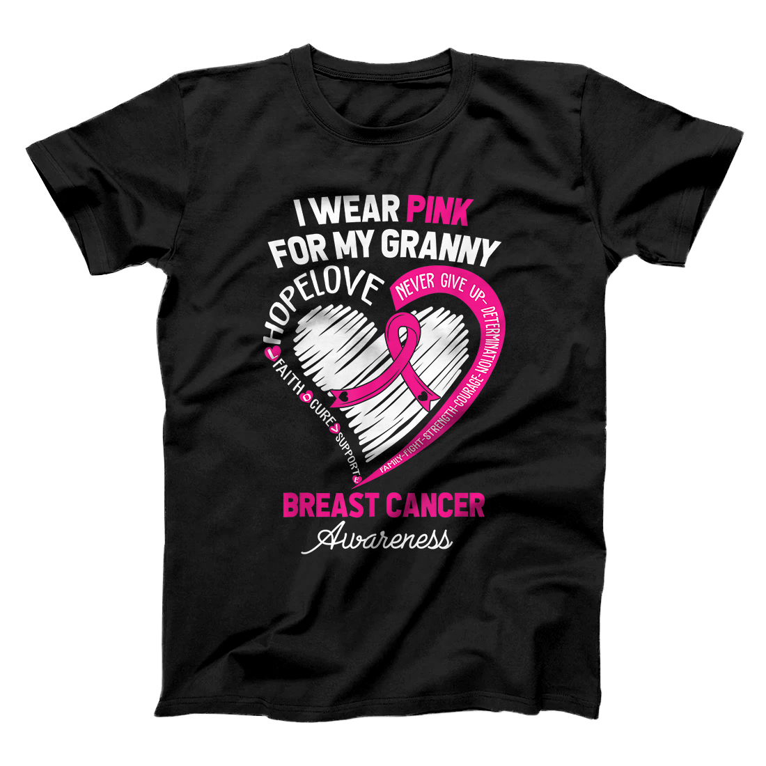 Personalized I-Wear Pink For My For My Granny Breast Cancer Awareness T-Shirt