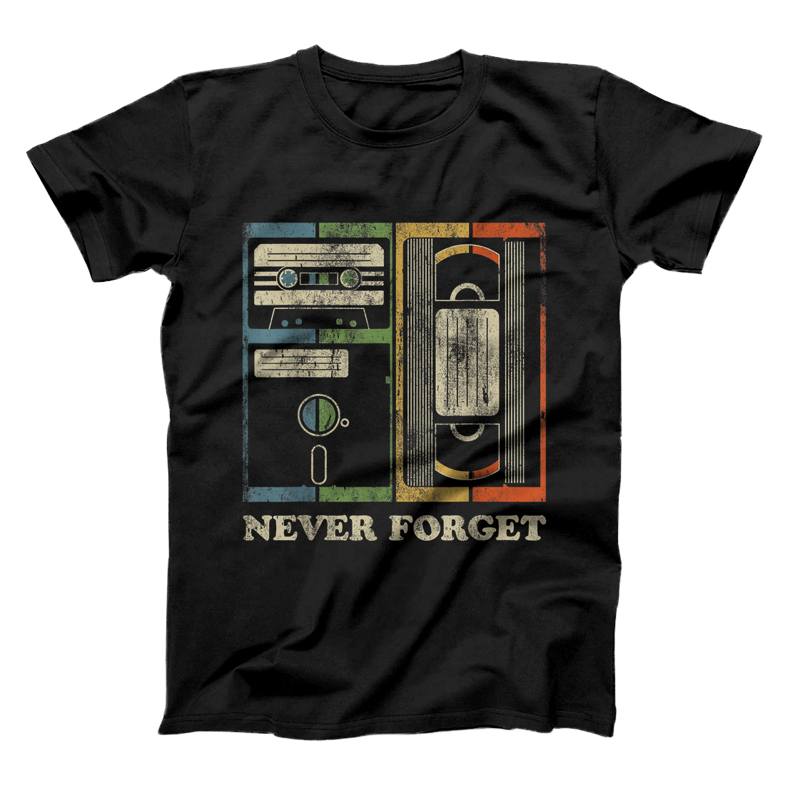 Personalized Never Forget Retro Vintage Cool 80s 90s Funny Geeky Nerdy T-Shirt