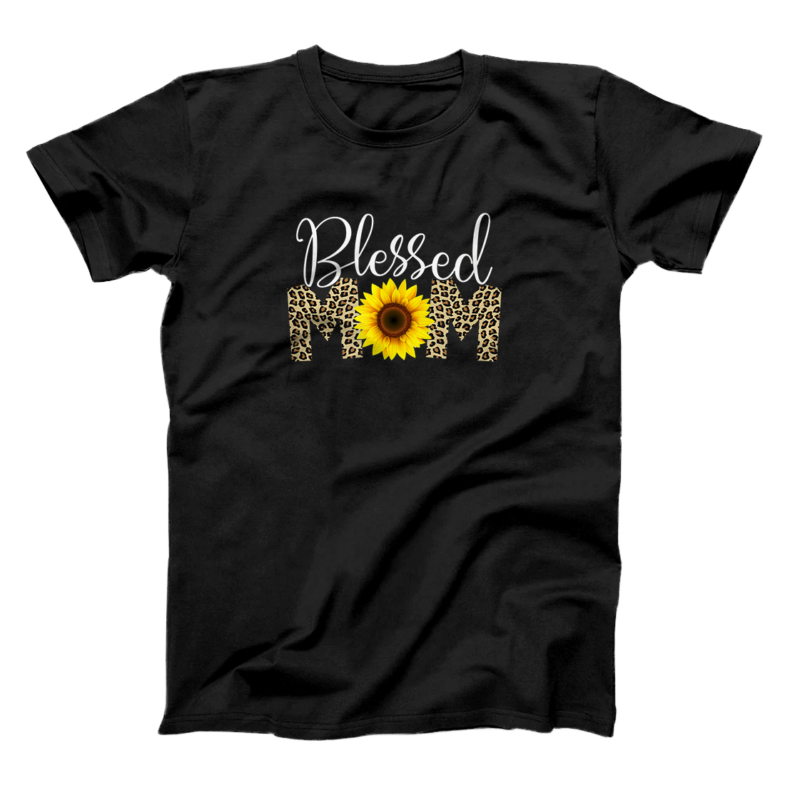 Personalized Blessed Mom Leopard Print Sunflower T-Shirt