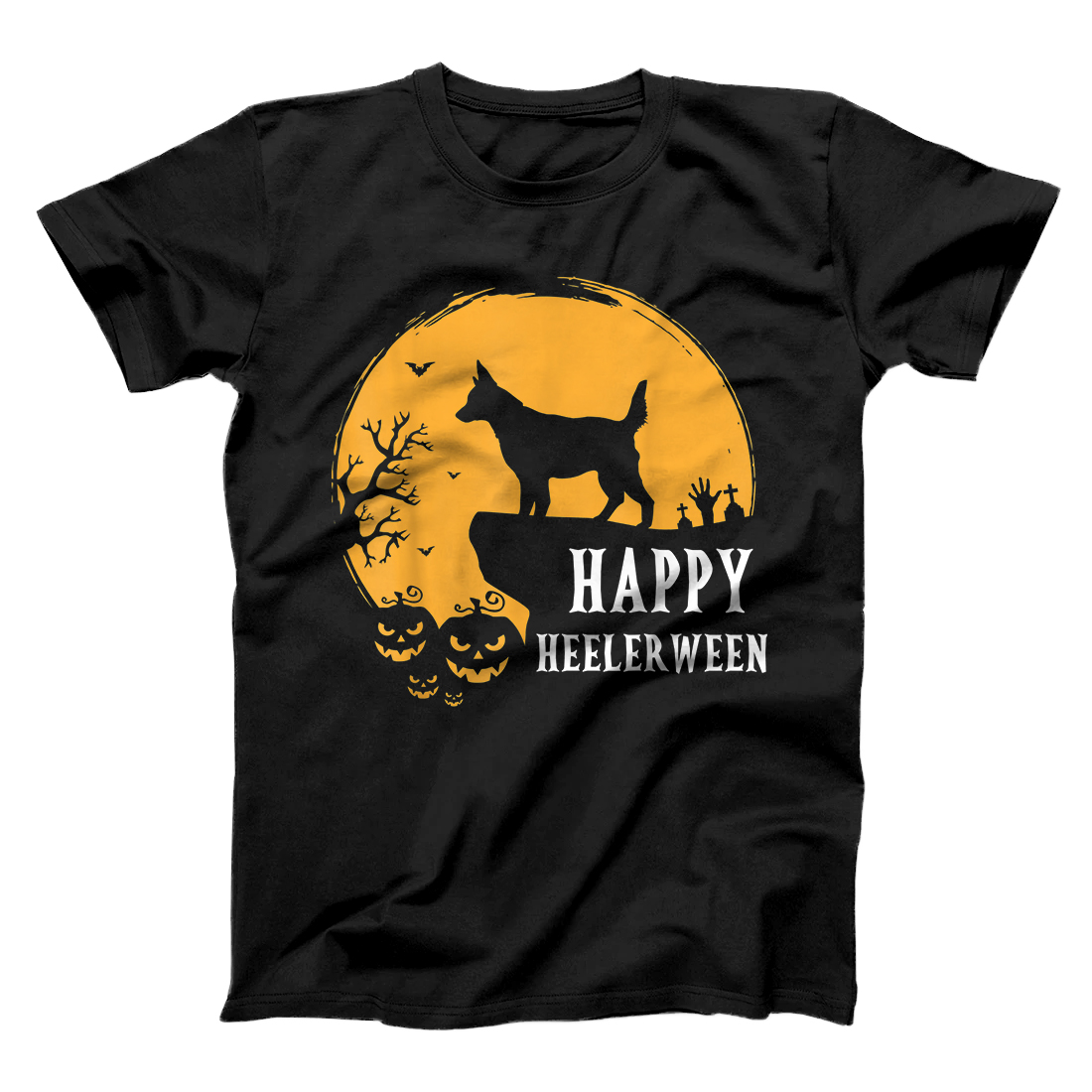 Personalized Australian Cattle Dog Full Moon Red Blue Heeler Halloween T-Shirt