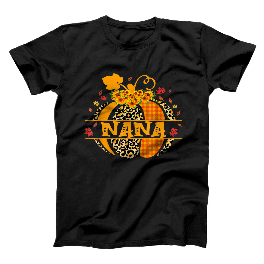 Personalized NaNa Pumpkin Leopard Print Sunflower Grandma Buffalo Plaid T-Shirt