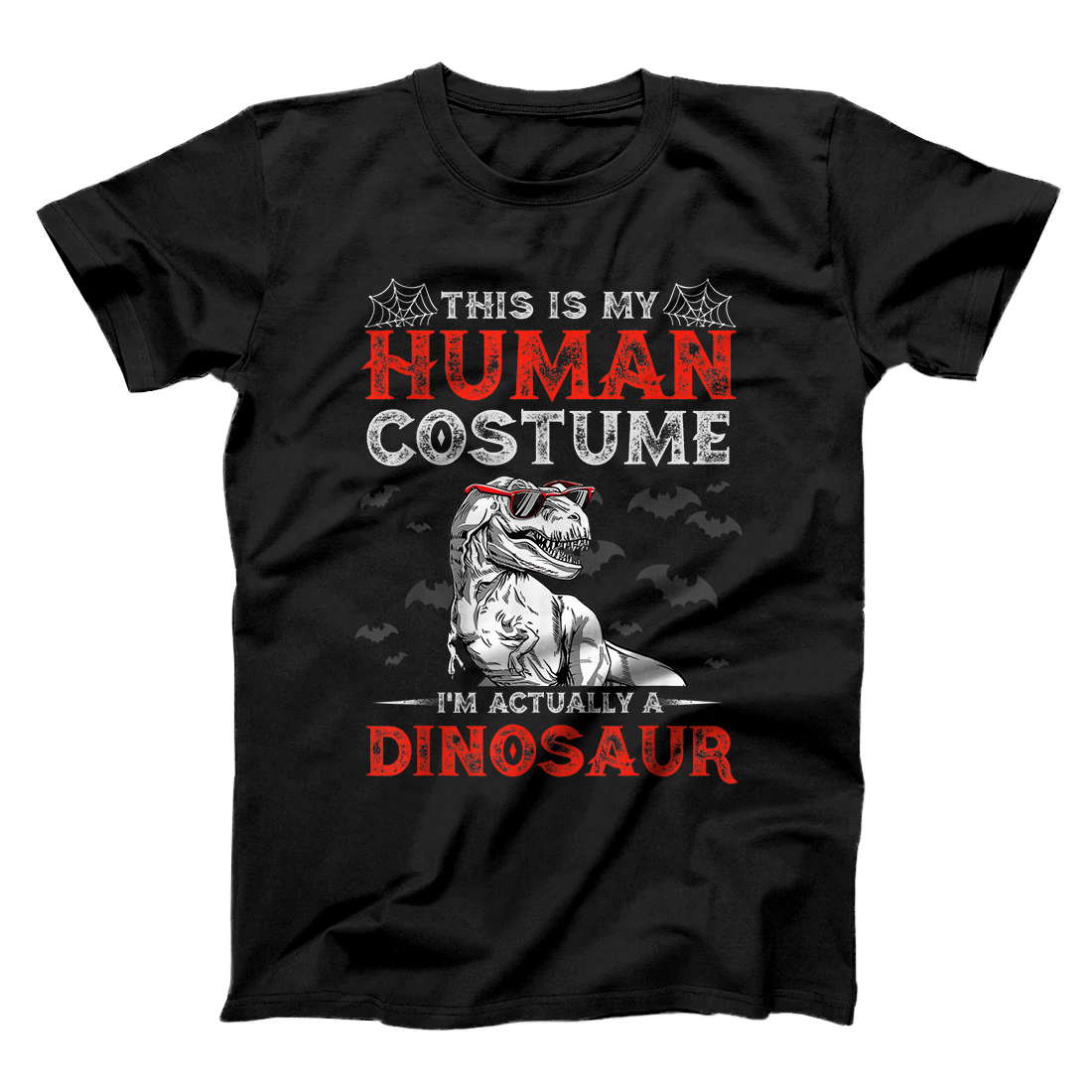 Personalized Funny Dinosaur Halloween Gift Tee This Is My Human Costume T-Shirt
