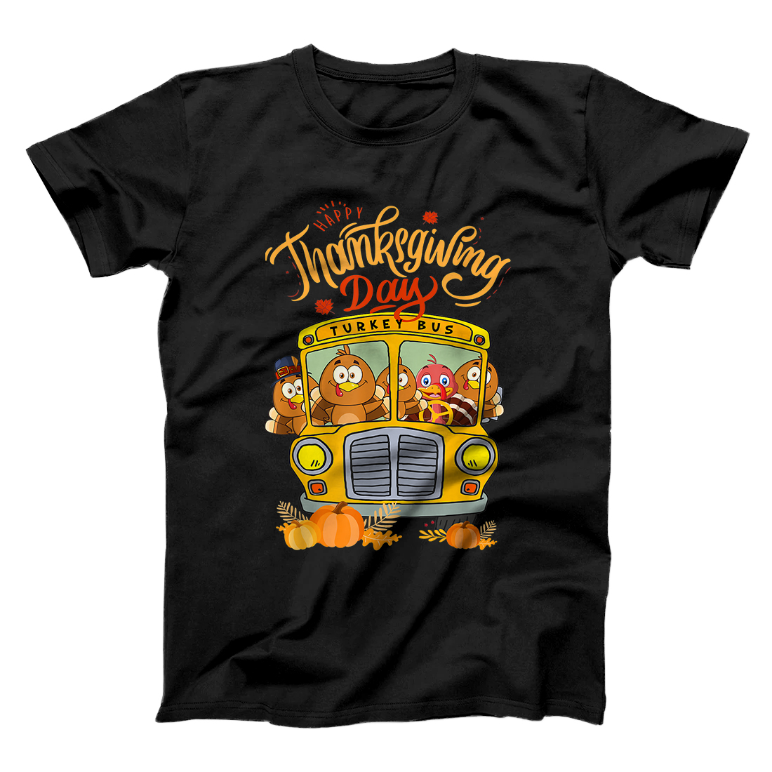 Personalized Happy Thanksgiving Day Funny Turkey School Bus Driver Gifts T-Shirt