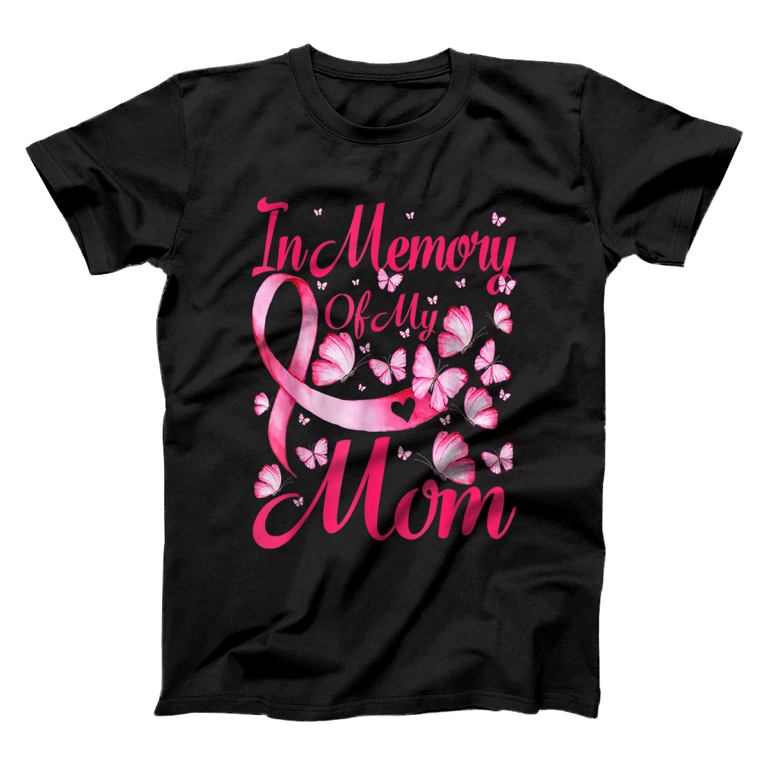 Personalized In Memory of My Mom Butterfly Breast Cancer Awareness T-Shirt