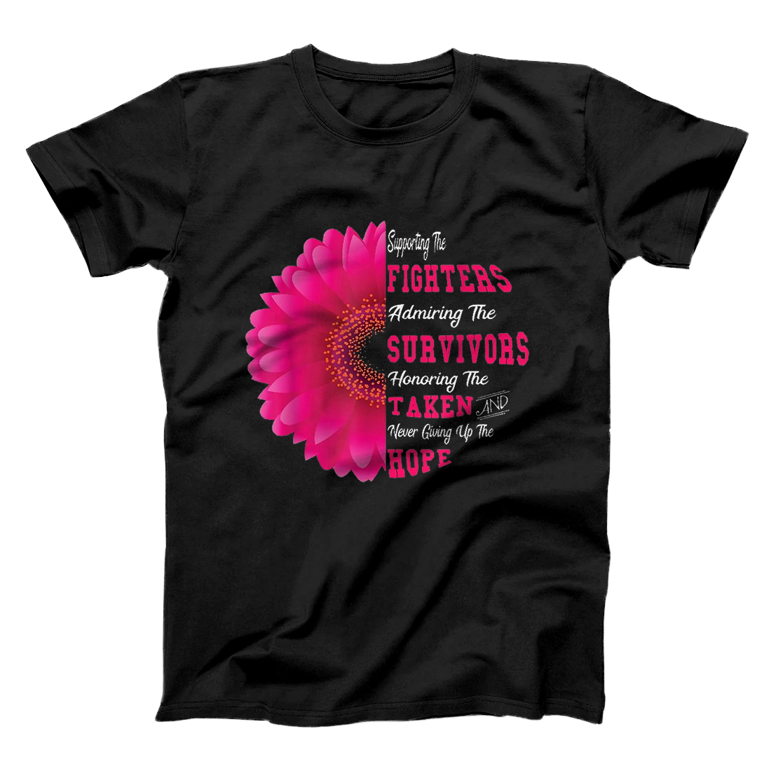 Personalized pink flowers ribbon Breast cancer Awareness gift women T-Shirt