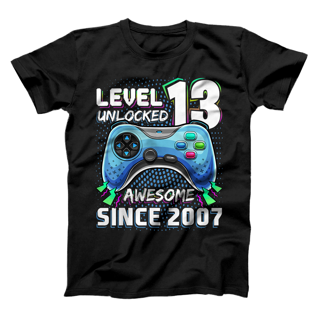 Personalized Level 13 Unlocked Awesome 2007 Video Game 13th Birthday Gift T-Shirt