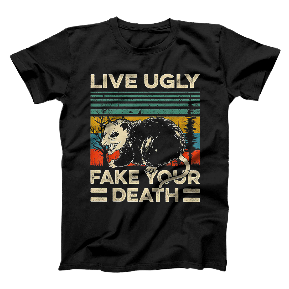 Personalized Live Ugly Fake Your Death Retro Vintage Opossum T-Shirt