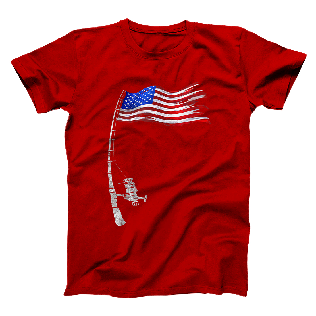 Personalized Vintage Fishing Rod American Flag Funny Fishing Gift T-Shirt -  All Star Shirt