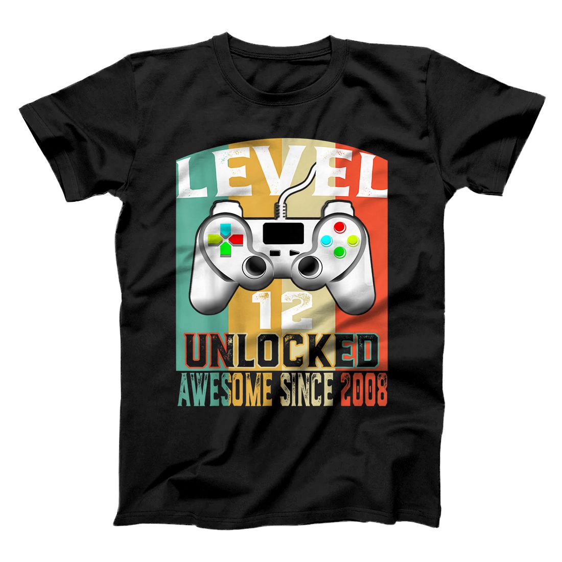 Personalized Funny Gamer Level 12 Unlocked Video Game 12th Birthday 2008 T-Shirt