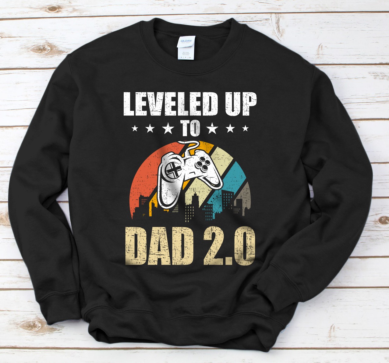 Personalized Leveled up to Dad 2.0 Funny Video Gamer Gaming Gift Sweatshirt