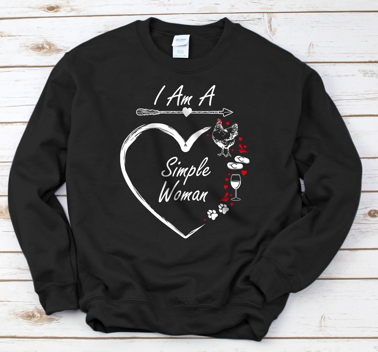 Personalized I Am A Simple Woman Chicken Wine Dog Flip Flop Super Cute Sweatshirt