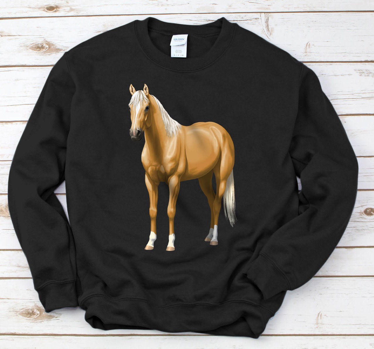 Personalized Beautiful Palomino Quarter Horse Stallion Sweatshirt