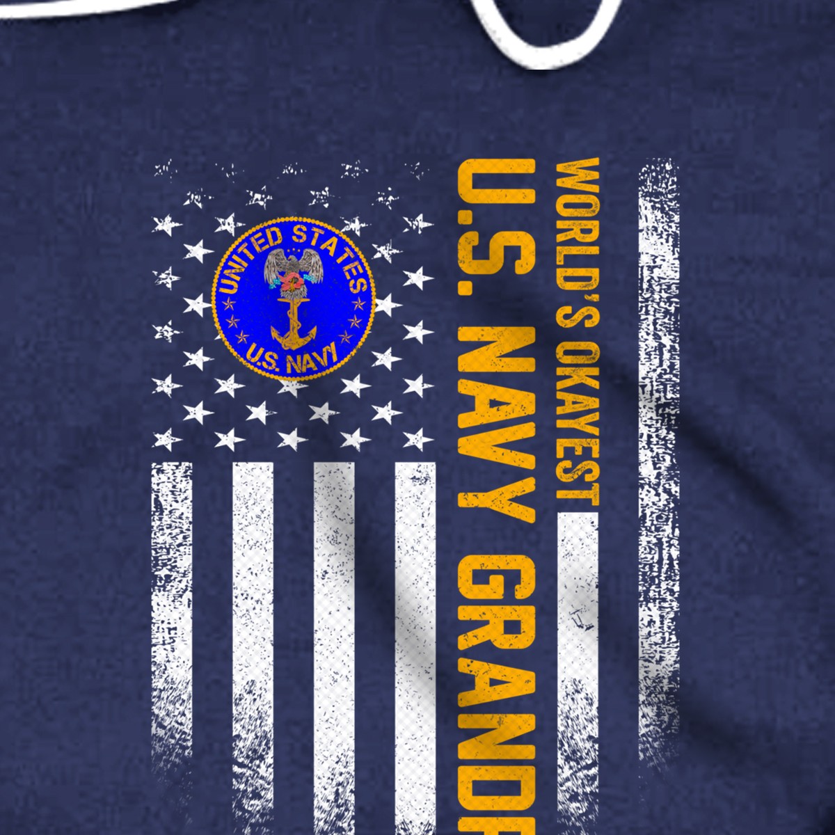 Vintage American Flag World's Okayest Navy Veteran Grandpa Pullover Hoodie