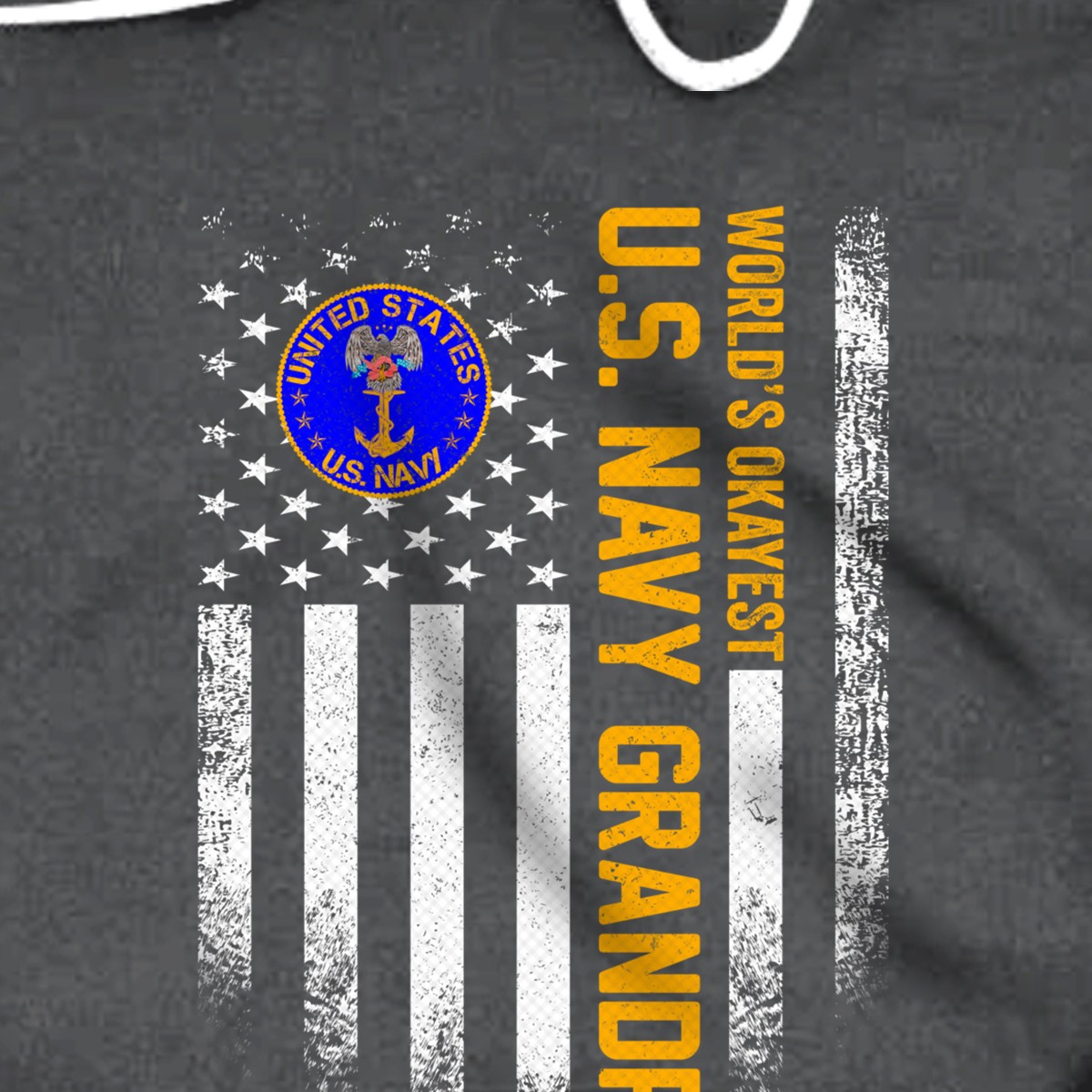 Vintage American Flag World's Okayest Navy Veteran Grandpa Pullover Hoodie