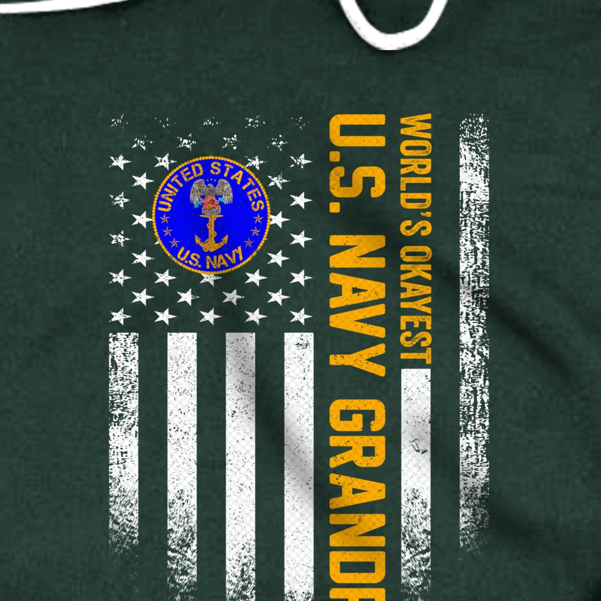 Vintage American Flag World's Okayest Navy Veteran Grandpa Pullover Hoodie