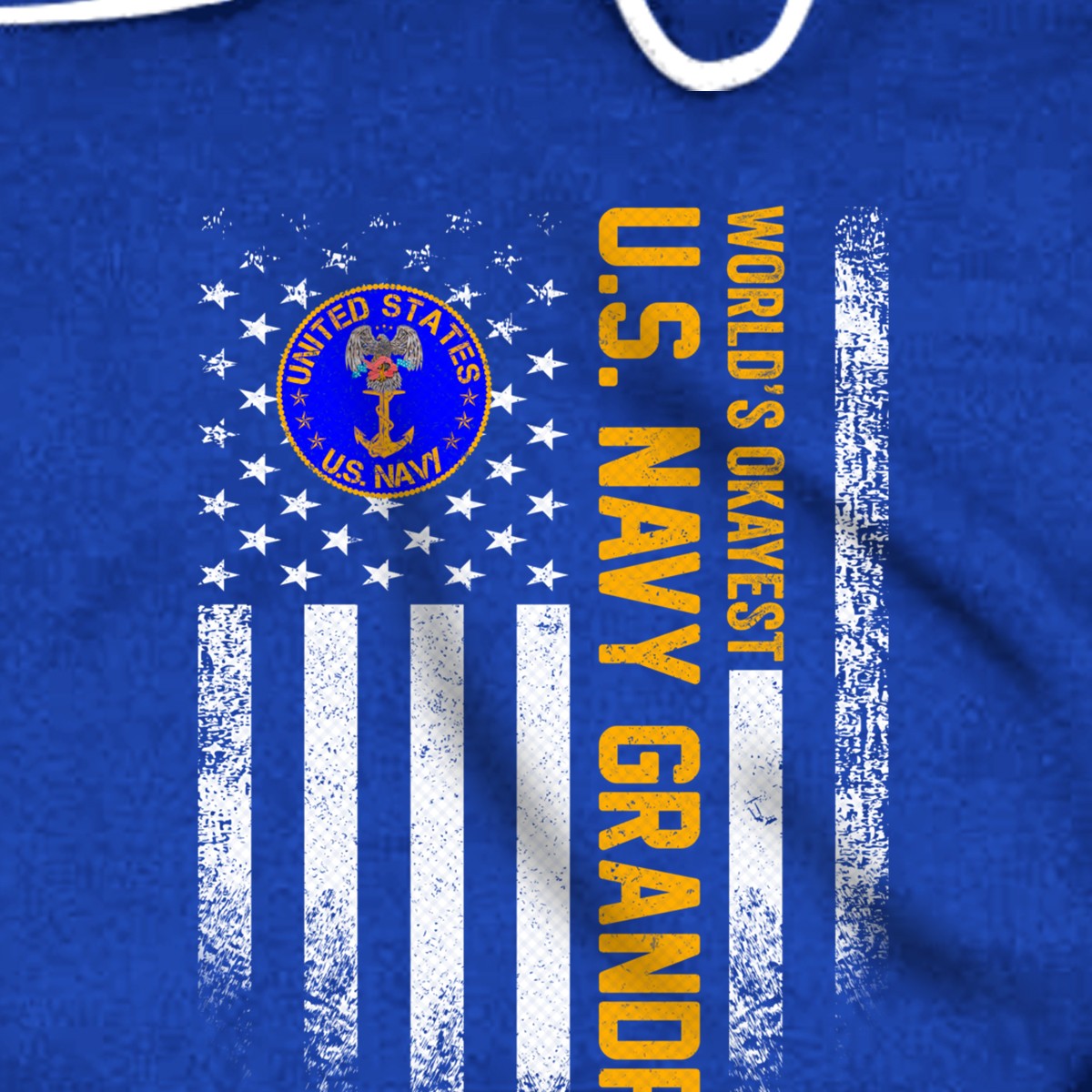 Vintage American Flag World's Okayest Navy Veteran Grandpa Pullover Hoodie