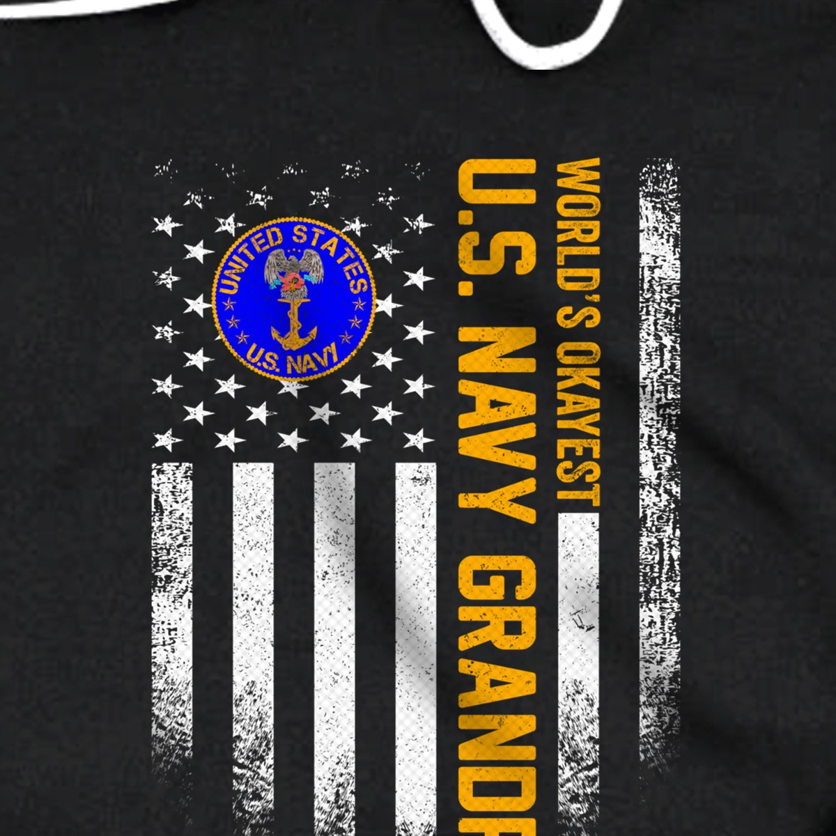 Vintage American Flag World's Okayest Navy Veteran Grandpa Pullover Hoodie
