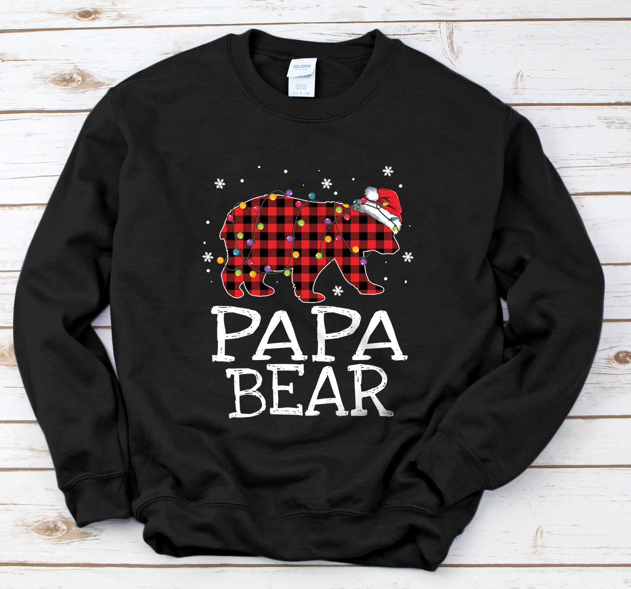 Personalized Papa Bear Red Plaid Christmas Pajama Family Gift Sweatshirt